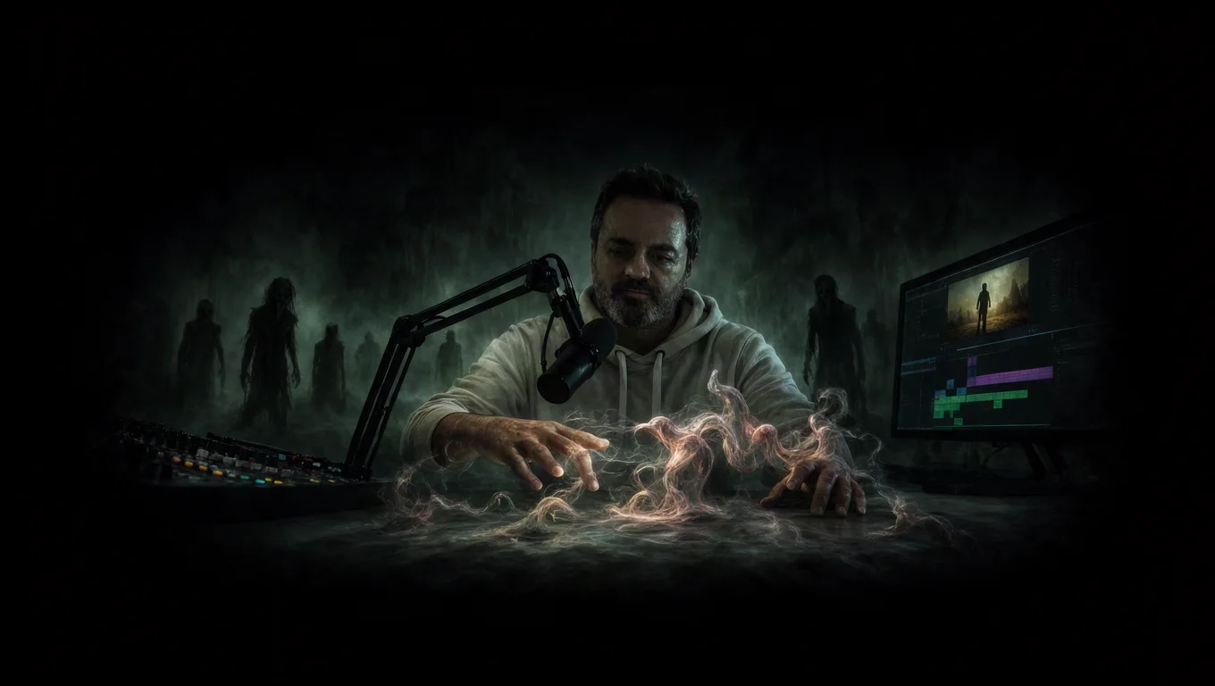 Jonathan Castilla trabajando el diseño sonoro y la edición de una producción narrativa