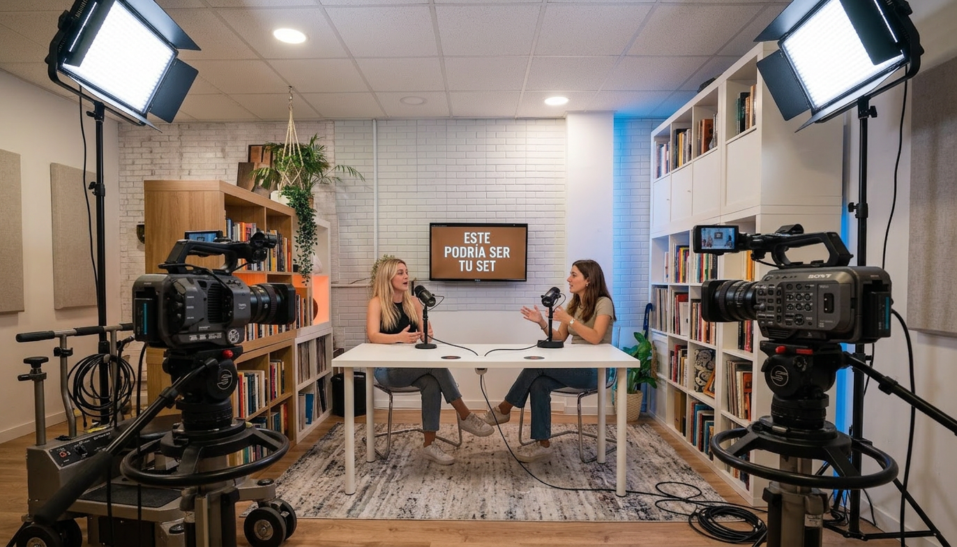 Espacio del estudio preparado para marcas e invitados